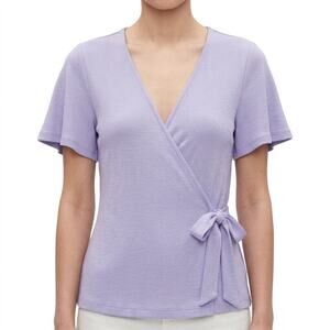 Gap Lilac Lavender Purple Flutter Sleeve Knit Wrap Top size XS NEW Tags